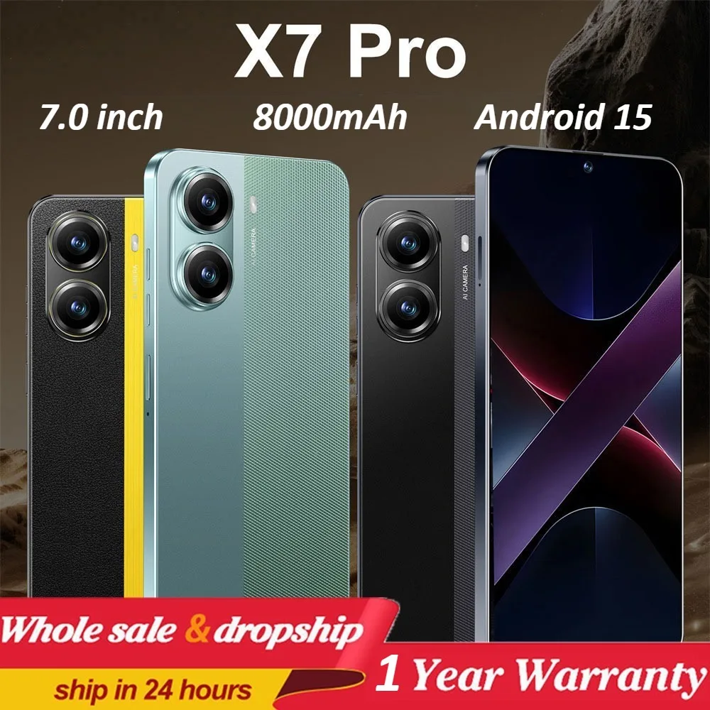 2026 جديد X7 Pro أصلي 7.0 بوصة ذكي 5G بطاقة مزدوجة الاستعداد المزدوج نظام أندرويد 15 الإصدار العالمي بطارية 8000 مللي أمبير في الساعة #1