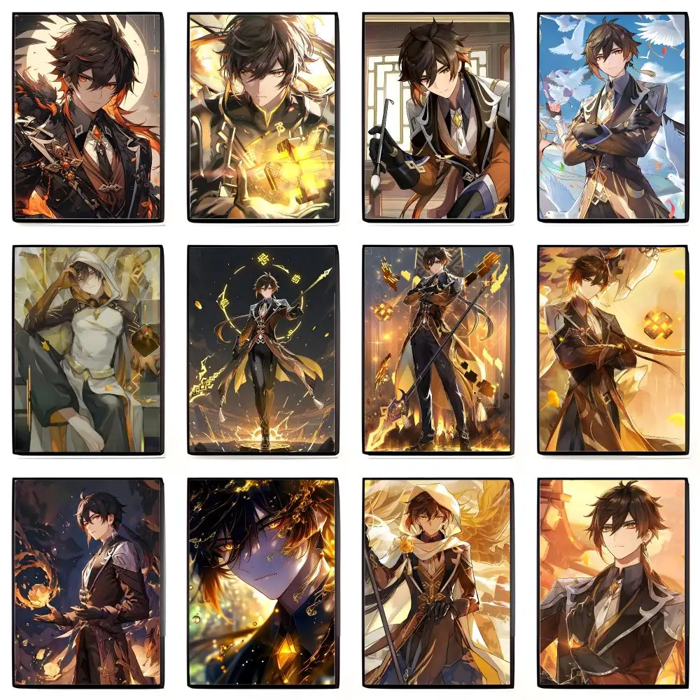 Ancient Geo Regal G-Genshin Impact Zhongli Poster High-definition Art Sticker Self Adhesive Waterproof Home Decoration