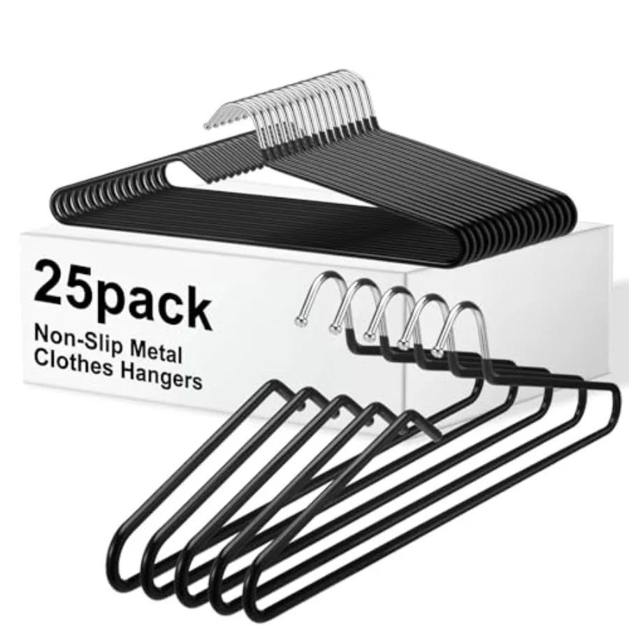 

25 Pack Short Neck Non-Slip Metal Clothes Hangers Slim Space Saving Hangers for Clothes Pants Shirts Tank Tops Dresses Jackets