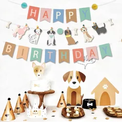 Puppy Dog Claws Themed Happy Birthday Banner Backdrop Colorful Decoration Pet Baby Dog Birthday Party Supplies