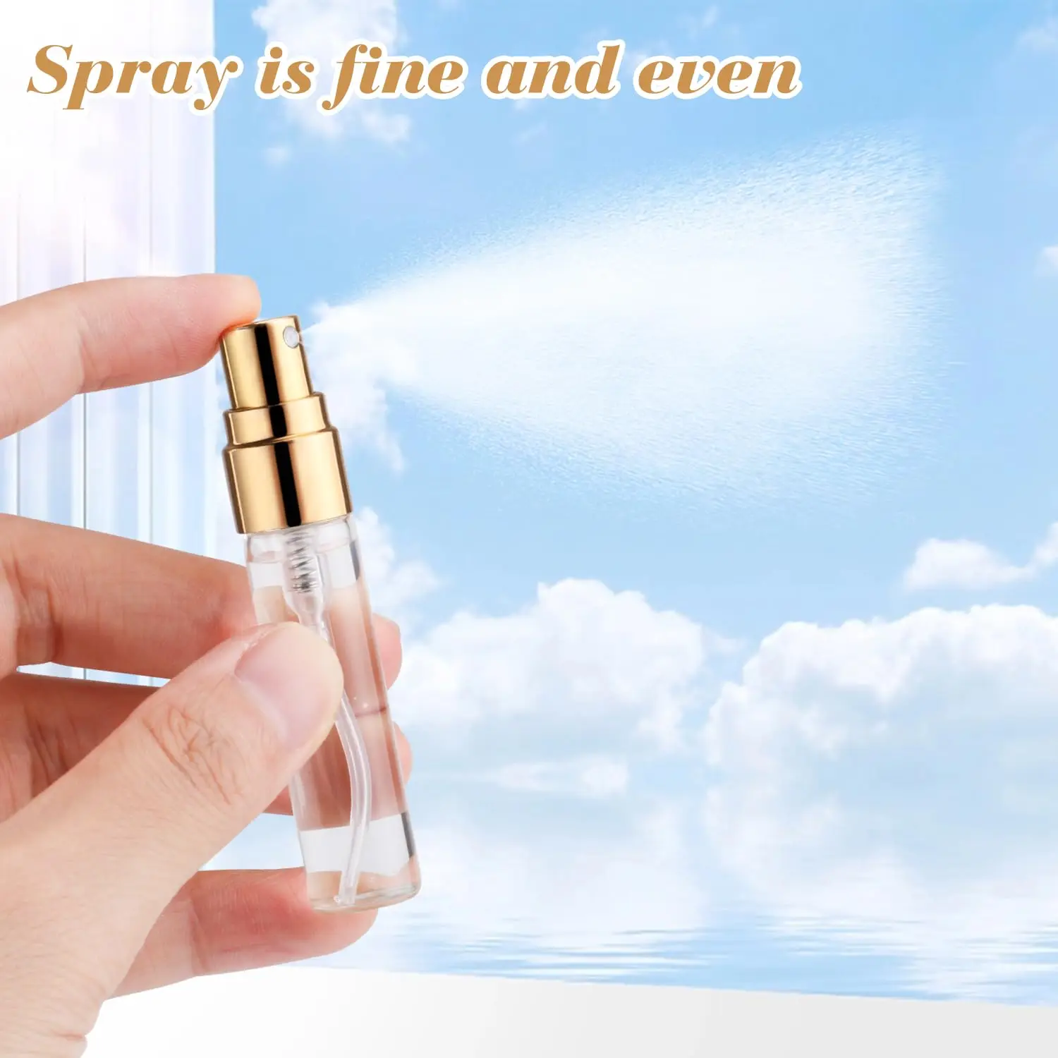 20Pcs 5ml Clear Glass Mist Spray Bottle Refillable Mini Perfume Atomizer Empty Travel Sample Bottle with Golde Aluminized Nozzle