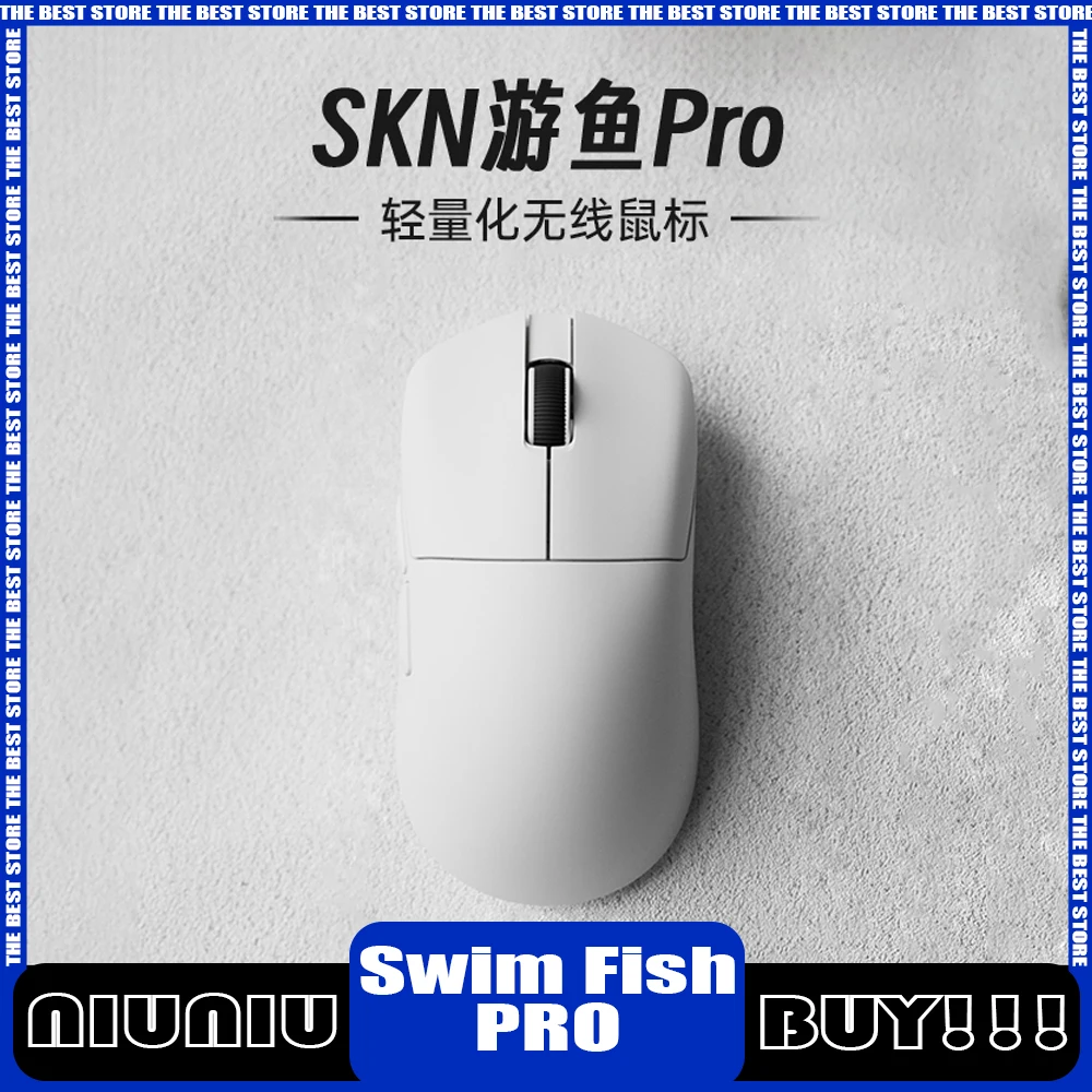 SKN Swim Fish Pro Mouse Bluetooth Wireless 8k Mouse 3 Mode Paw3950 Accessory for Computer Gaming E-Sports Mouse Gamer Man Gifts