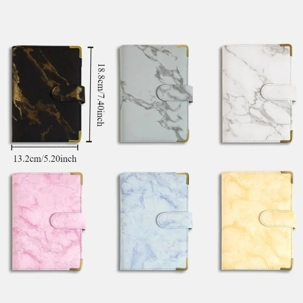 Portable Marbling Money Saving Binder PU A6 Money Planner Waterproof with Protective Corner Savings Challenges Book Home Use