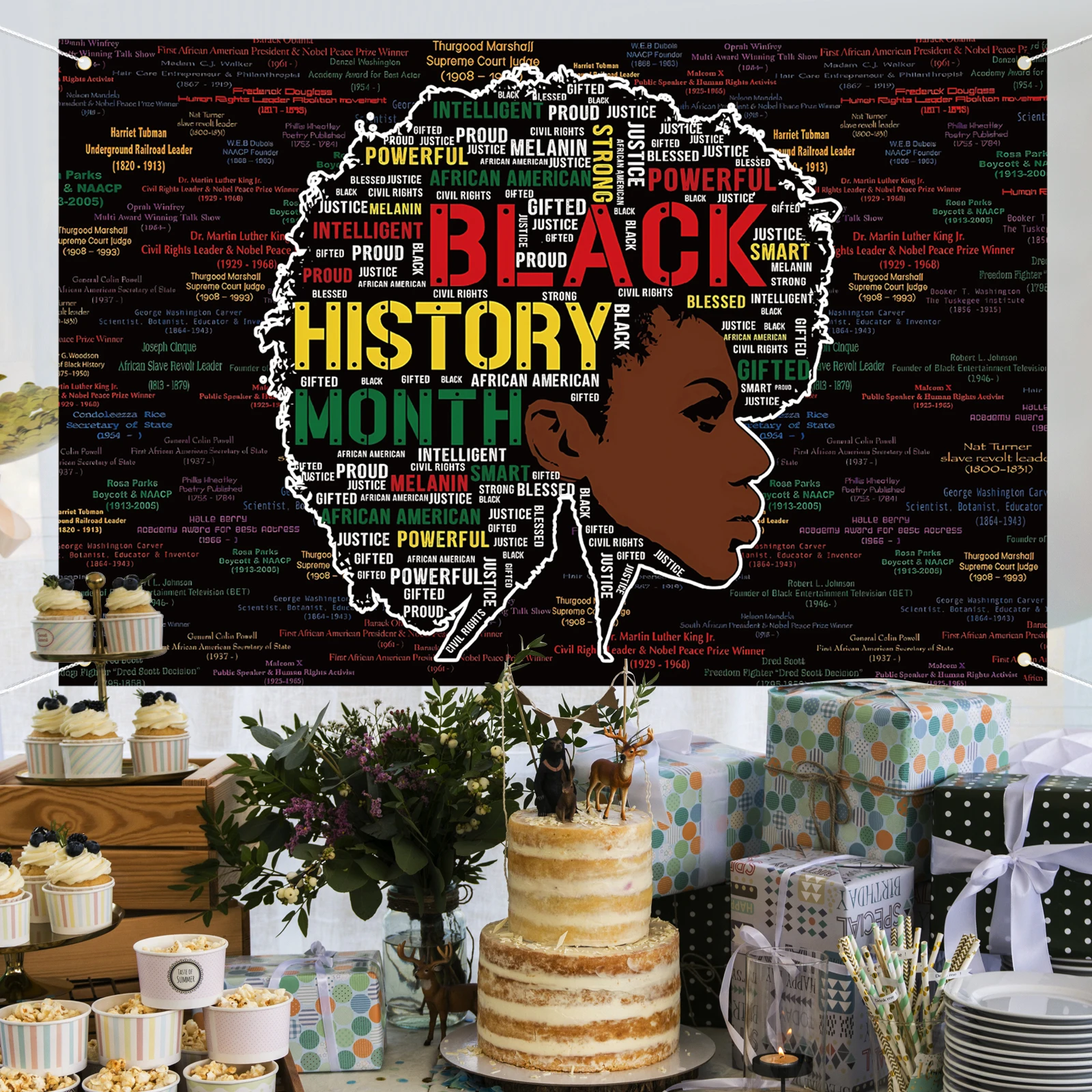 Black History Month Banner African American History Month Black Banner Party Supplies Photography Background for Indoor Outdoor