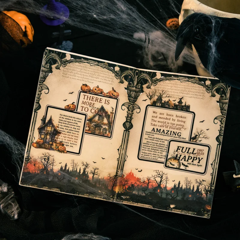 6 أنماط 200 سنتيمتر/لفة PET الشريط الظلام ليلة الرقص حفلة سلسلة هالوين الظلام موضوع مشهد دفتر الديكور الشريط DIY بها بنفسك إطار مذكرات