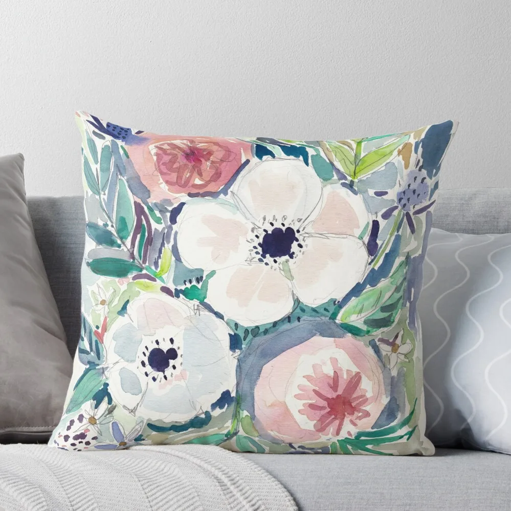 

WHITE ANEMONE FLORAL Throw Pillow Cushion Cover Decorative Cushion Cover Cushions For Sofa