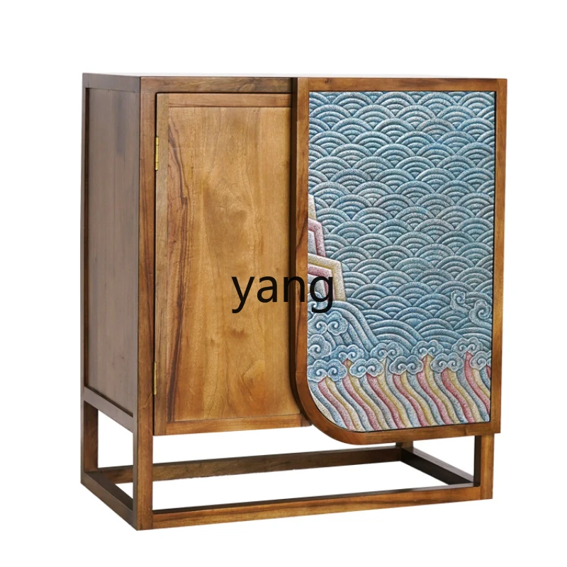 

LMM New Chinese Style Solid Wood Entrance Cabinet Home Hall Cabinet Living Room Art Curio Cabinet