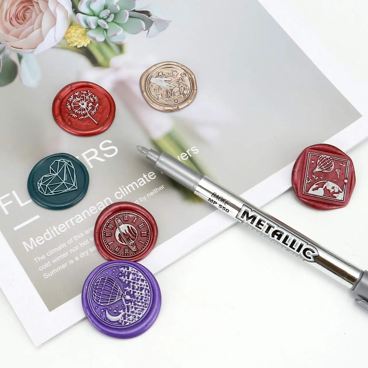 Metallisches Wachssiegel-Stift-Set, 2 Metallic-Gold + 2 Metallic-Silber-Wachssiegel-Stifte, Wachssiegel-Stift zum Dekorieren, Versiegeln, Hochzeitseinladung