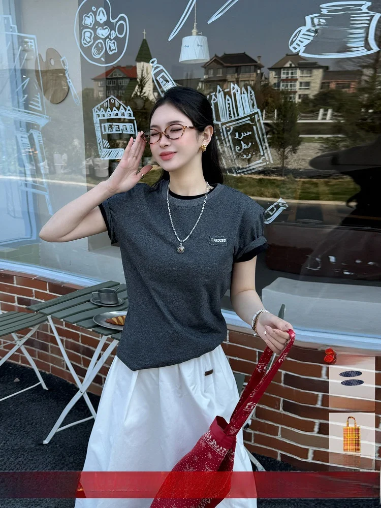 

Бренд ort Sve T-irt Spring Summer Label Stiied by Handmade Dust 5ICE DEARSOCUTE Commuter Sle round Ne C...