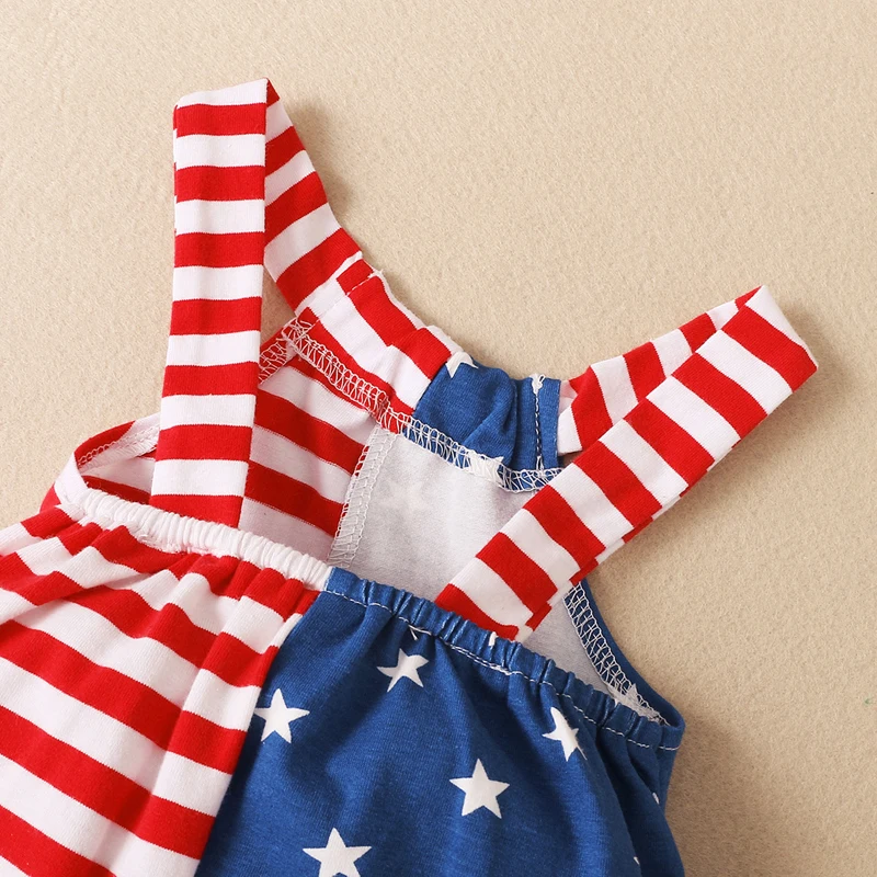 Baby Boys Three-piece Layette Patriotic Flag Print Romper Hat and Socks for Fourth of July Celebration