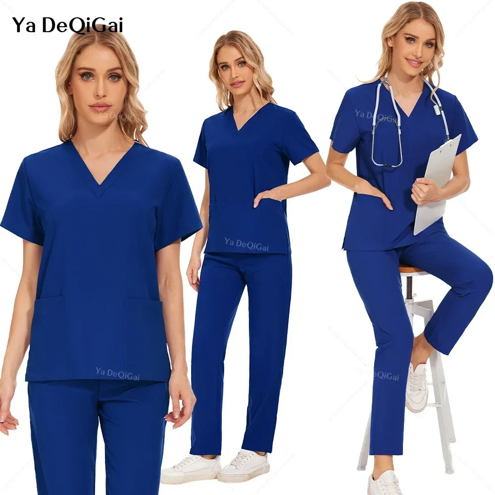 Medical Uniform Women Scrubs Sets Beauty Spa Salon Wokrwear Tops Pants Surgical Gowns Nurses Accessories Pet Shop Doctor Clothes