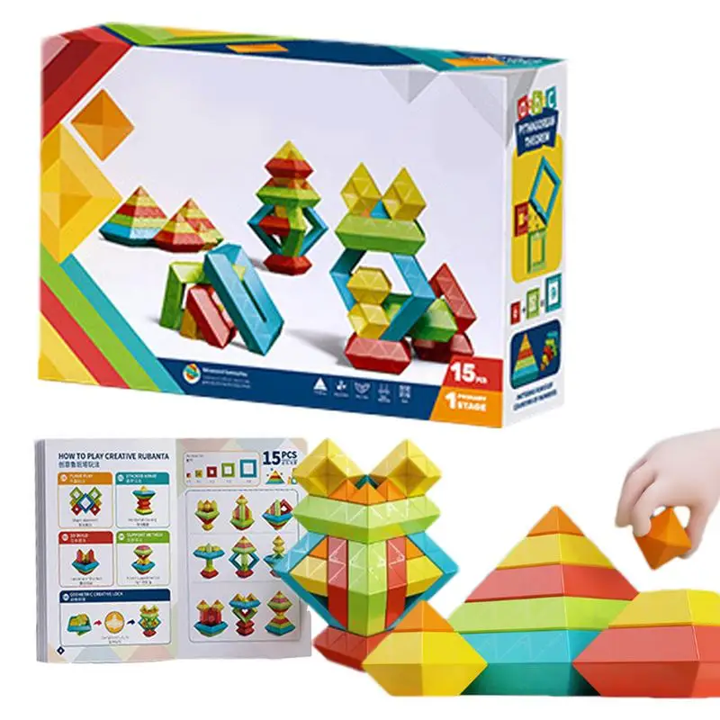 

Toddlers Building Block Educational Building Block Toy Set For Kids Colorful Shape Cognition Stacking Pyramid Brick For Boys