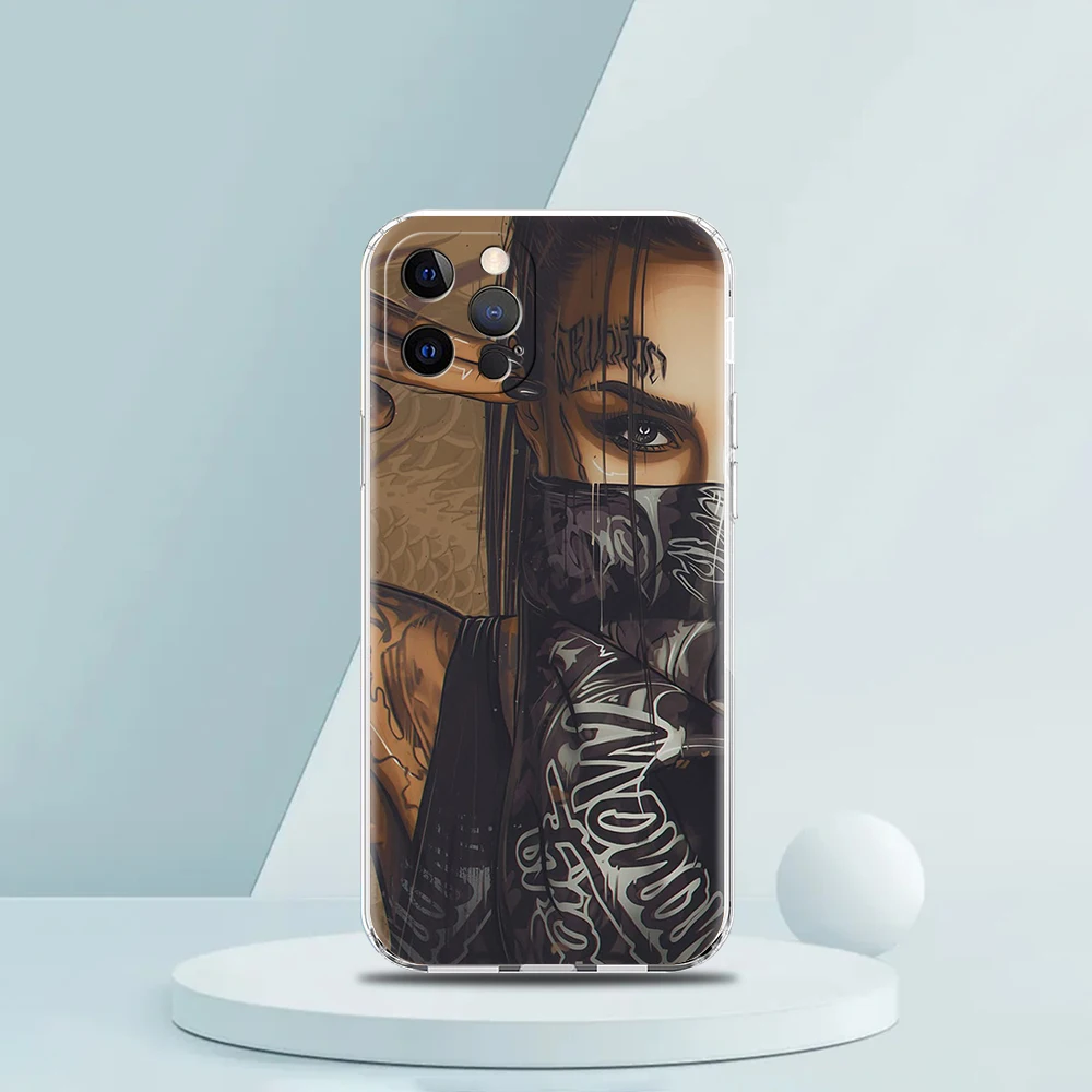 Fashion Black Girl Phone Case for iPhone 16 15 14 13 12 Pro Max Cover Transparent for iPhone 11 Pro Max 7 8 Plus XS XR Shell Bag