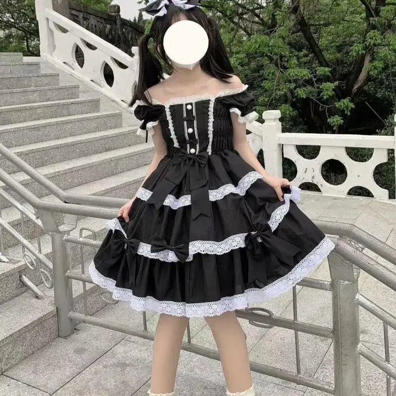 Primavera Estate Harajuku giapponese Jsk Op Lolita abito da sposa dolce fiocco carino elegante bretella increspata donna 2025 vendita calda