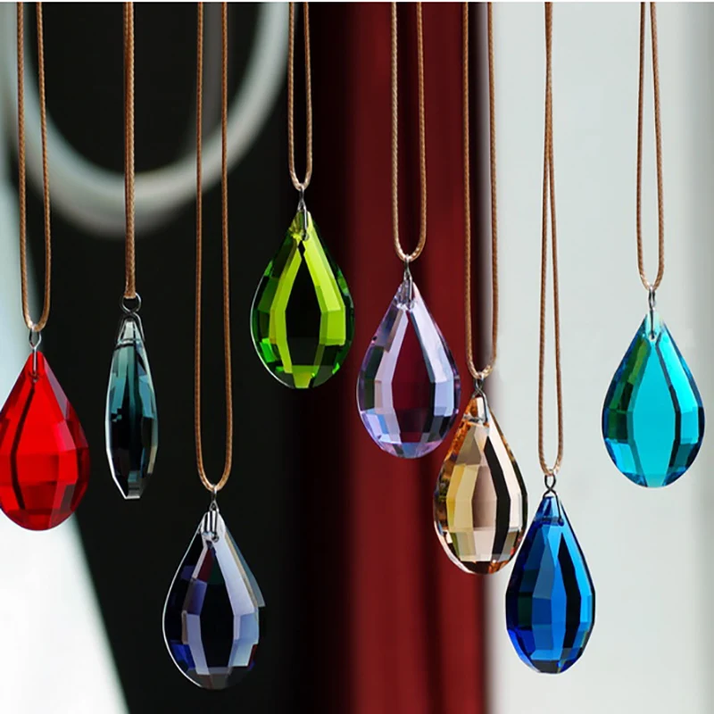 Top Quality 38mm 50pcs/lot Multicolor Biba Shape Pendants Glass Sun Catcher Drops Christmas Tree Hanging Candle Lamp Decoration