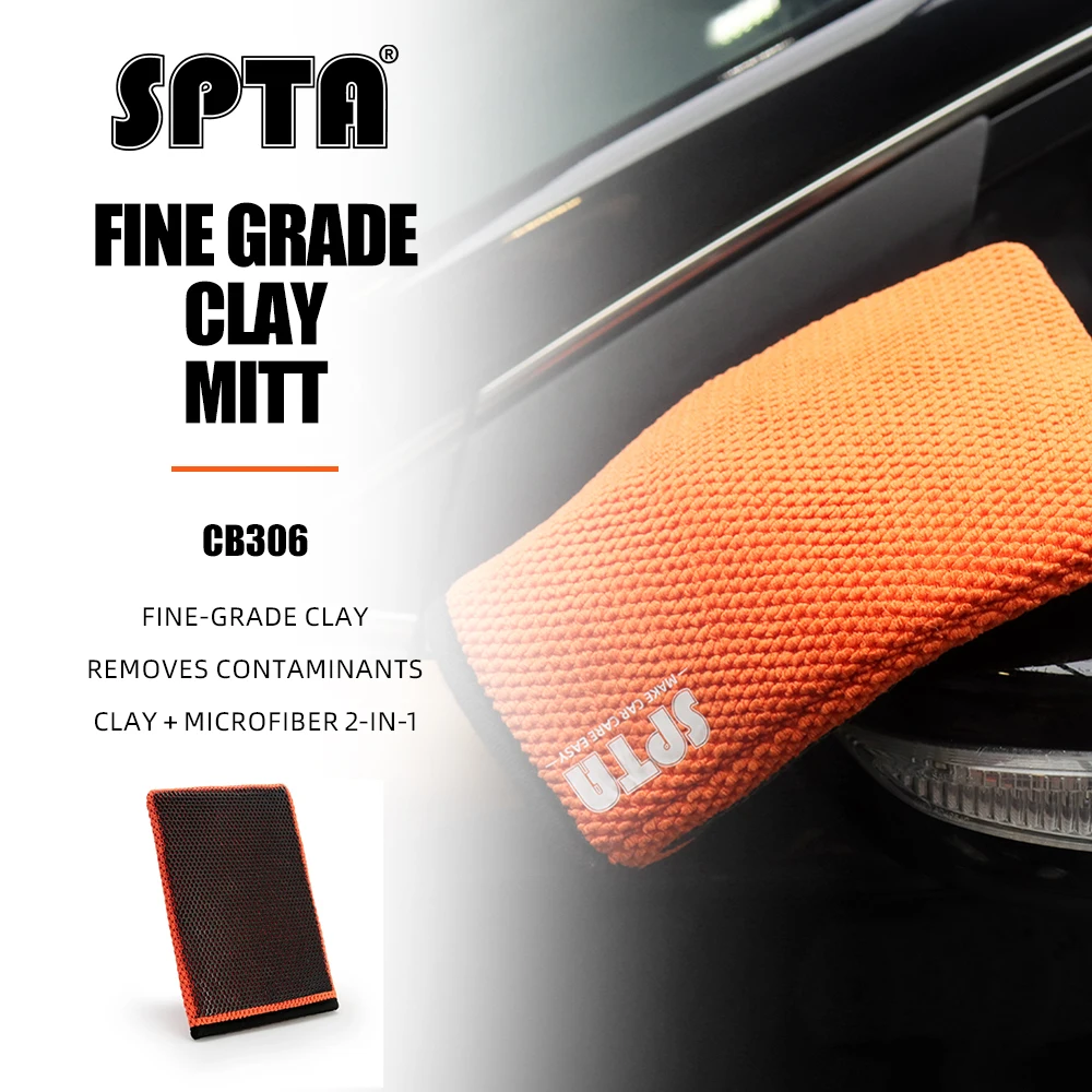SPTA 1Pc Clay Mitt Clay Bar Wash Mitt,Clay Eraser Mitt Car Clay Bar Glove Removes Debris from Your Paint, Glass, Wheels & More