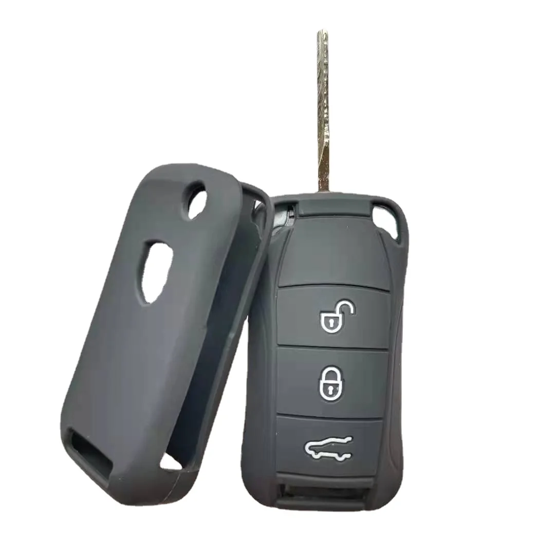 Flip Remote Car Key Cover Case for PORSCHE Cayenne 3 Button Fob Silicone Holder Bag Protector