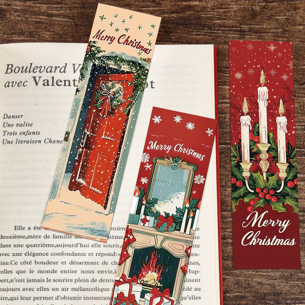 Imagem -03 - Retro Natal Bookmarks para Estudantes Lendo Páginas Cartoon Marcação Decorações Faça Você Mesmo Presentes Criativos 30 Pcs