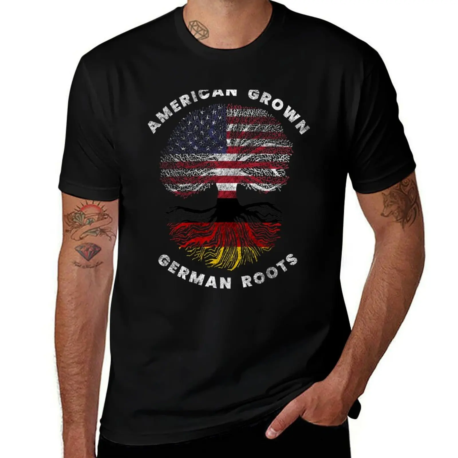 

American Grown German Roots Design T-Shirt funny t shirts man t shirt custom print t shirts for man graphic vintage T-shirt