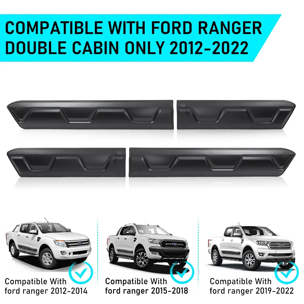 

4 шт., защитная защита для боковых кузовных дверей для Ford Ranger 2019 2020 2021 2022 Wildtrak, дверной молдинг, автомобильные аксессуары