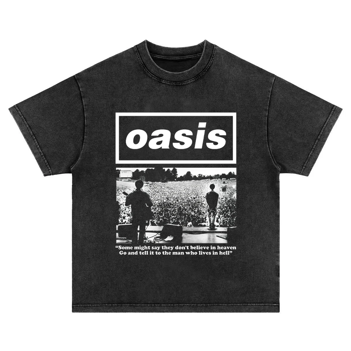 

2025 Oasis Band Oasis British Rock Retro Wash Old Short-sleeved T-shirt High Quality Luxury Brand Selling Popular Style