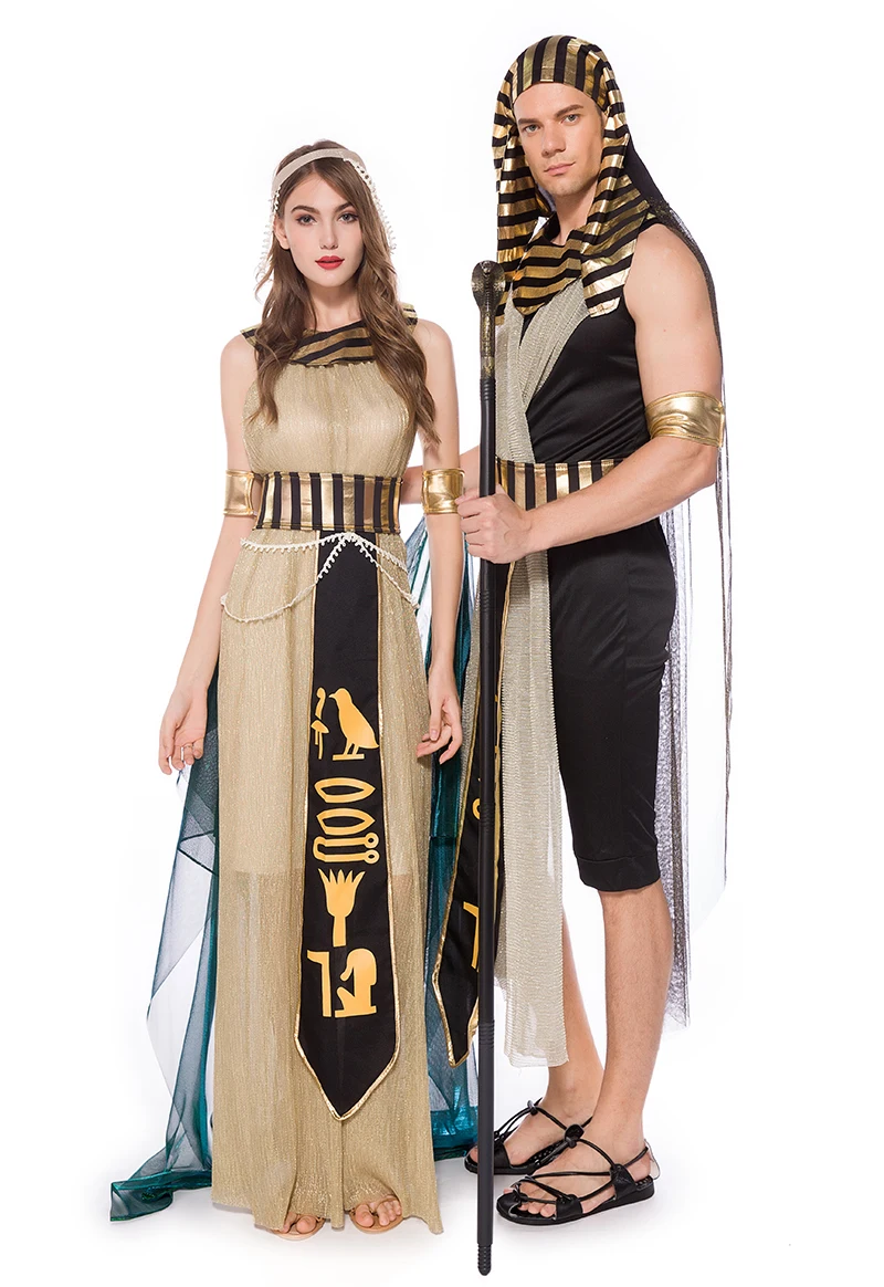 Kostium na Halloween Starożytna Królowa Faraon Szata Strój Księcia Bogi Kostium dla Pary Długa Szata Książę Egipski Bog