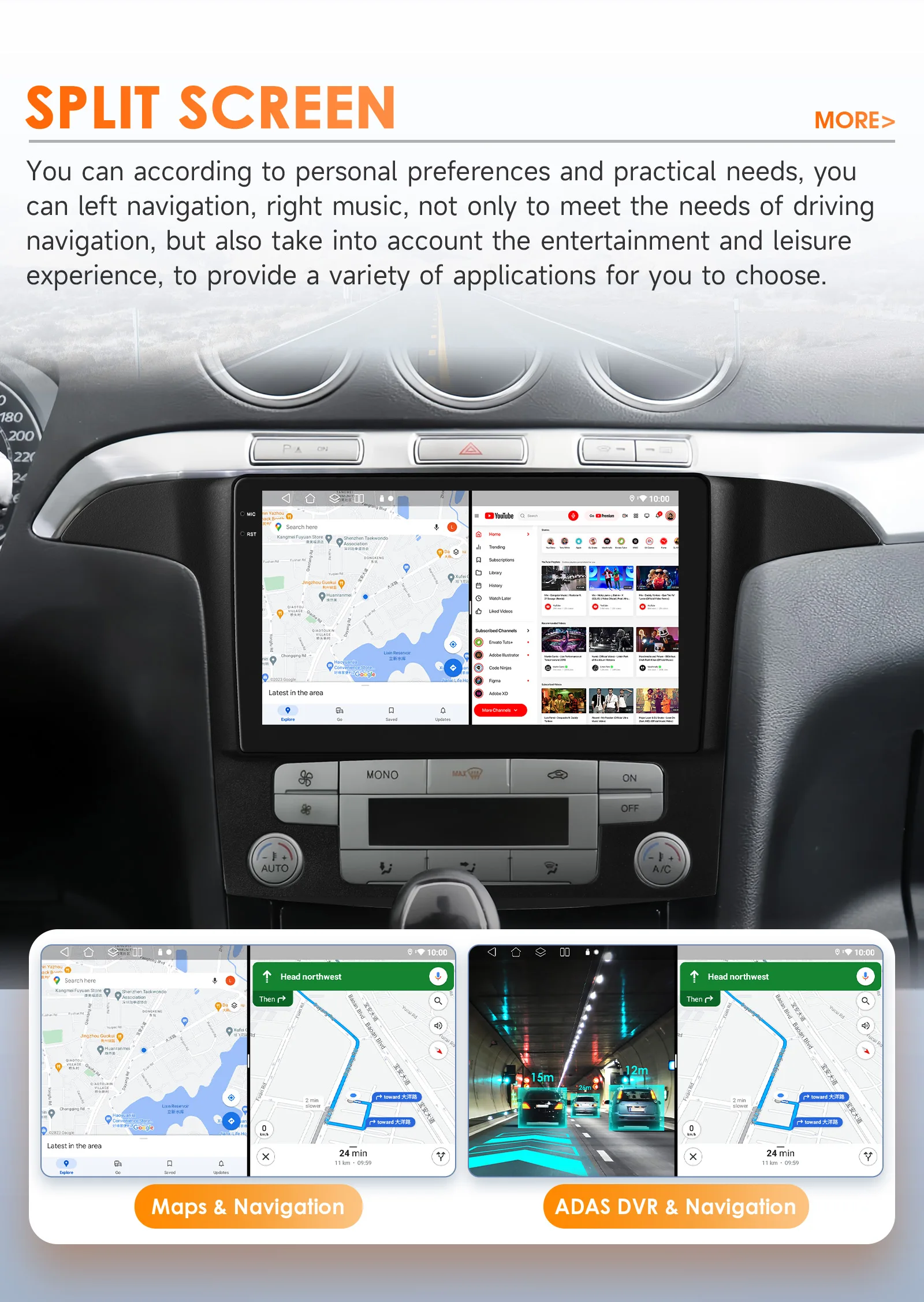 Hizpo 9" 2 Din Android Auto Radio for Ford S-Max S Max 2007 - 2015 Auto AC CarPlay 4G Car Multimedia GPS 2 Din Autoradio 6115 RDS