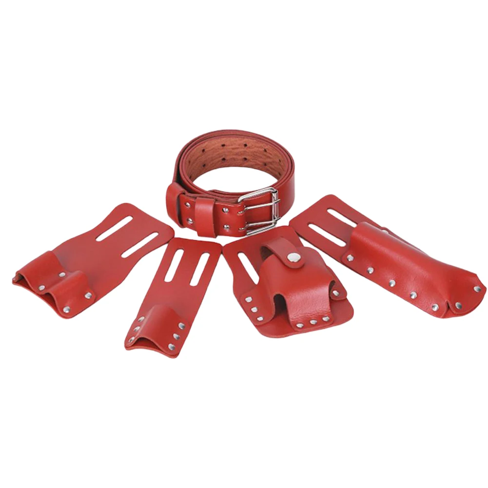 5 in 1 Leather Tool Pouch with Movable Holders for Spanners and Hammers Ergonomic Design for Comfort and Efficiency