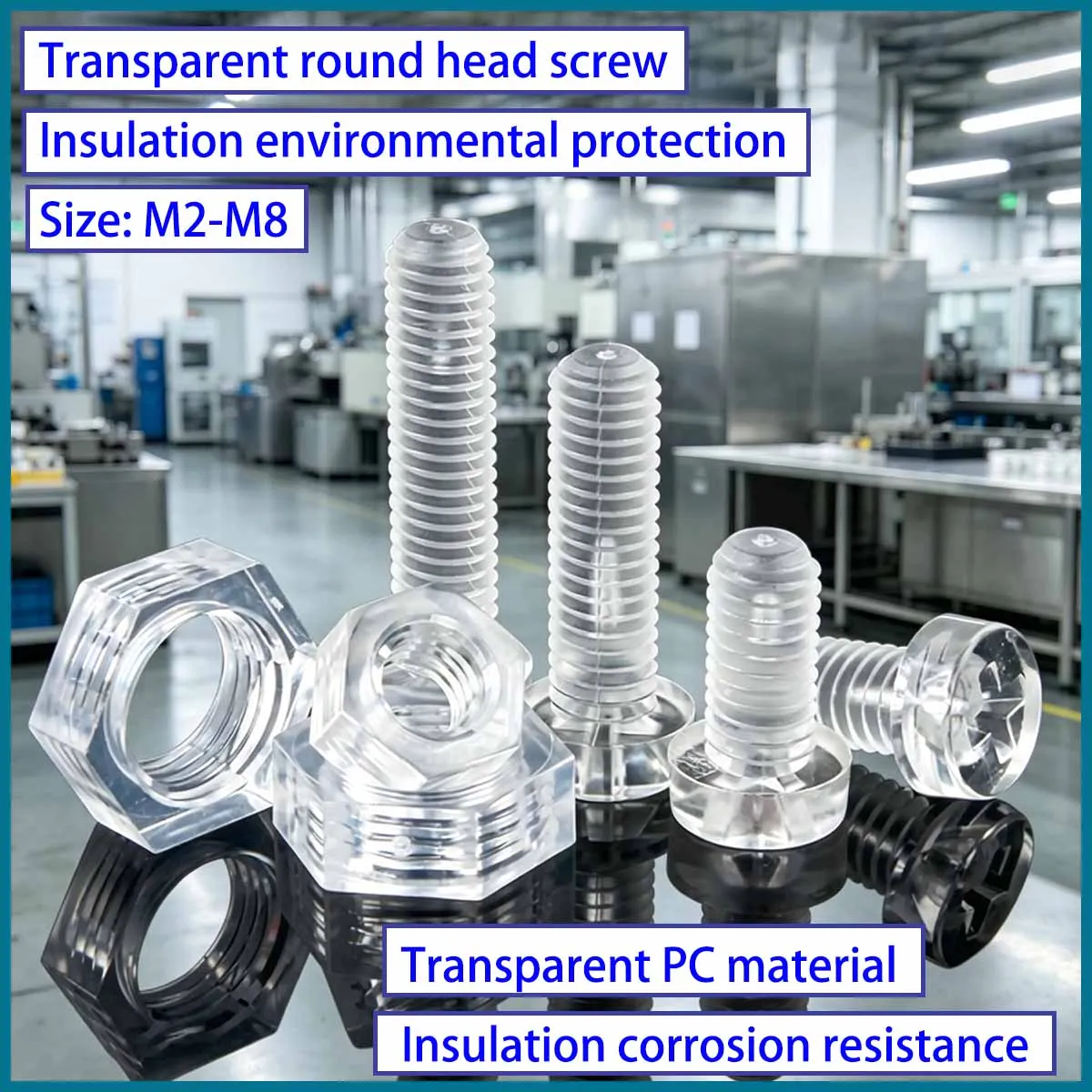 50PCS Insulated Transparent Plastic Screw Cross Flat Round Head PC Acrylic Screw Fine Lighting Plastic Nut M3 M4 M5 M6