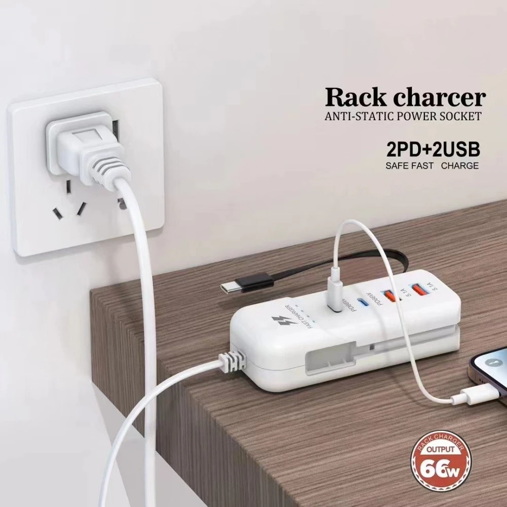 PD USB Charger Fast Charging Wall Chargers Socket Outlet Multiport USB Hub Adapter EU US UK Plug with Extension Type C Cable