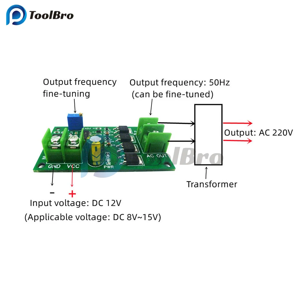 200W Power Inverter Transformer Module DC 12V to AC 12V Square Wave Signal Generator Voltage Regulator Power Converter Board