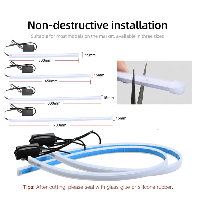 24V Truck Daytime Running Lights LED Turn Signal Light Flowing Yellow Light Start Dynamic Scan DRL Waterproof Truck Headlight view 6