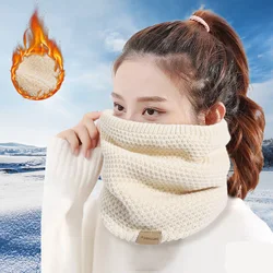 Écharpe Snood en fourrure de laine épaisse pour hommes et femmes, écharpes chaudes unisexes, chauffe-cou, anneau de pull féminin, hiver, solide