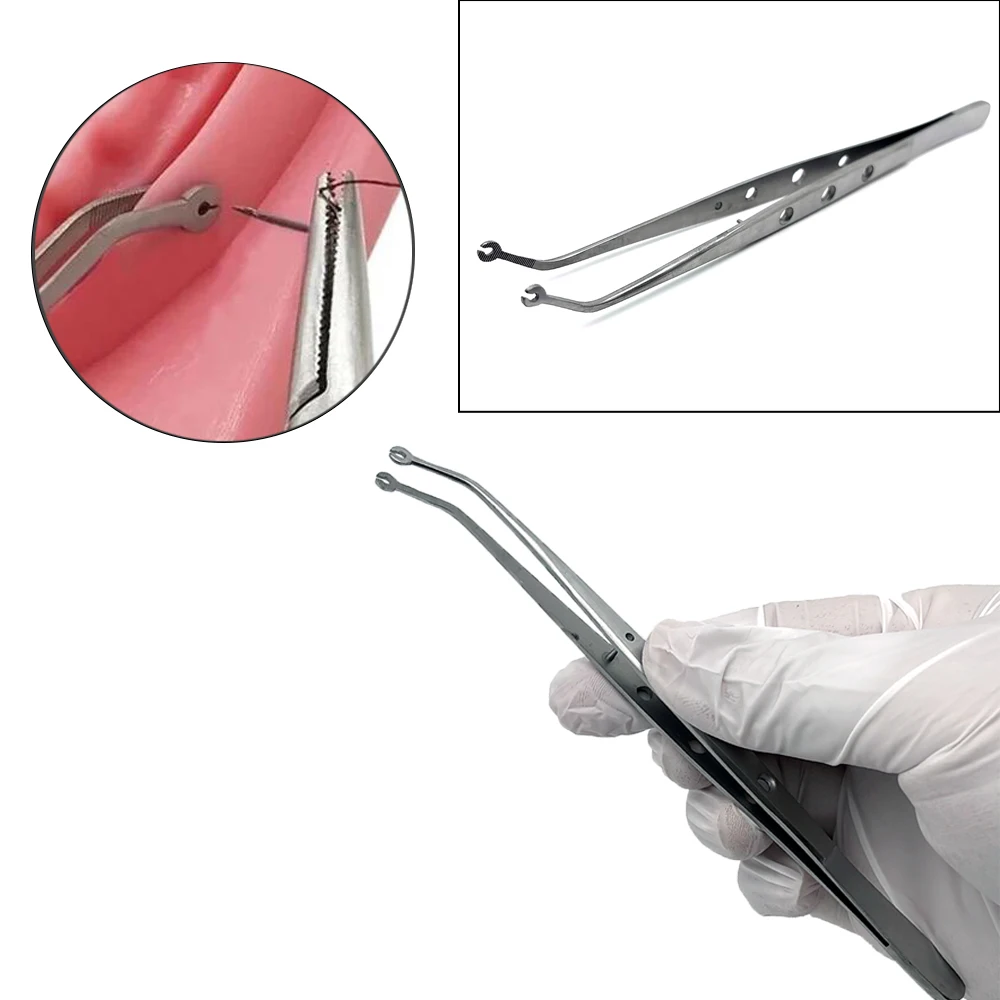 Dental Slots Surgical StitchingTweezer Cotton Dressing Forcep Slots Surgical Needle Tweezers Operation Serrated Tip