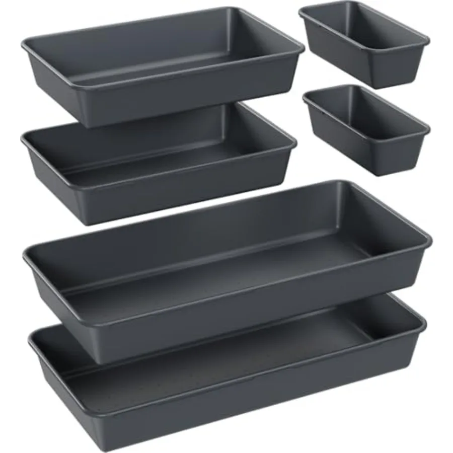

6 шт. большой органайзер для ящиков, 3 размера, пластиковый органайзер для ящиков стола, лотки для кухонного ящика и пластиковый чехол для хранения