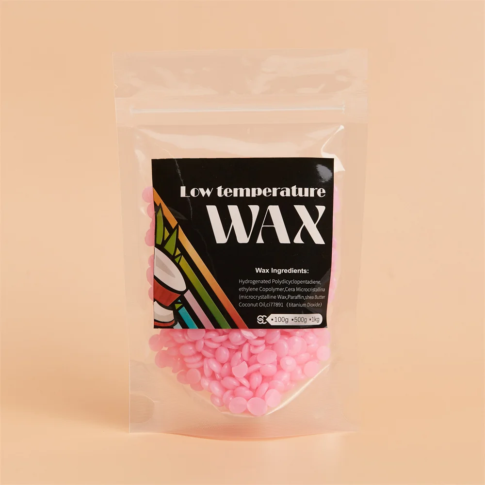 Puppenwachs in Beauty Spa-Qualität, 100 g, kolophoniumfreies, glitzerndes rosa Wachs, geringe Empfindlichkeit, hypoallergen, papierfreie Perlglanzwachsbohnen