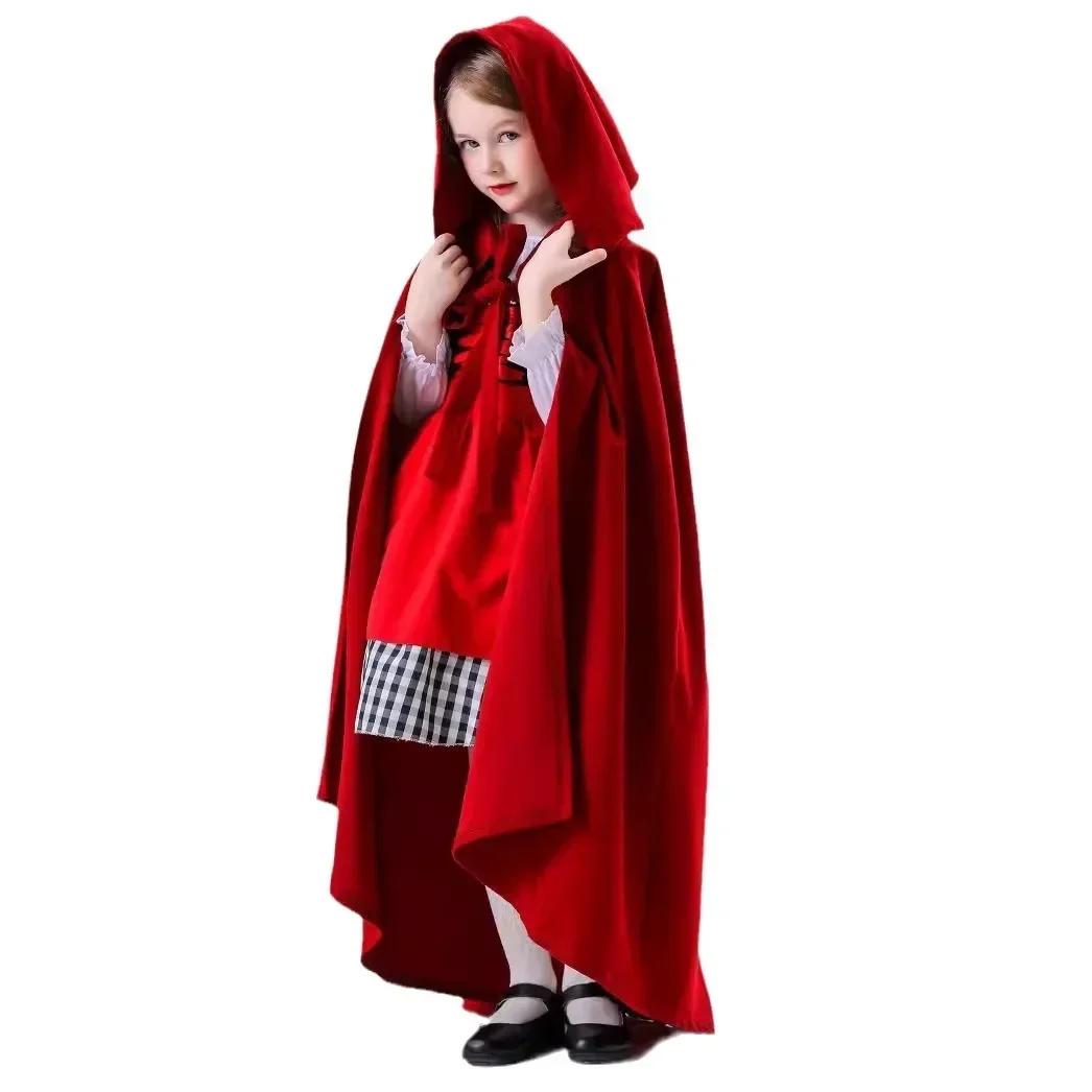 

Kids Velvet Cape With Hood,Costume Cape Child Halloween Costume Cloak,Christmas,Renaissance