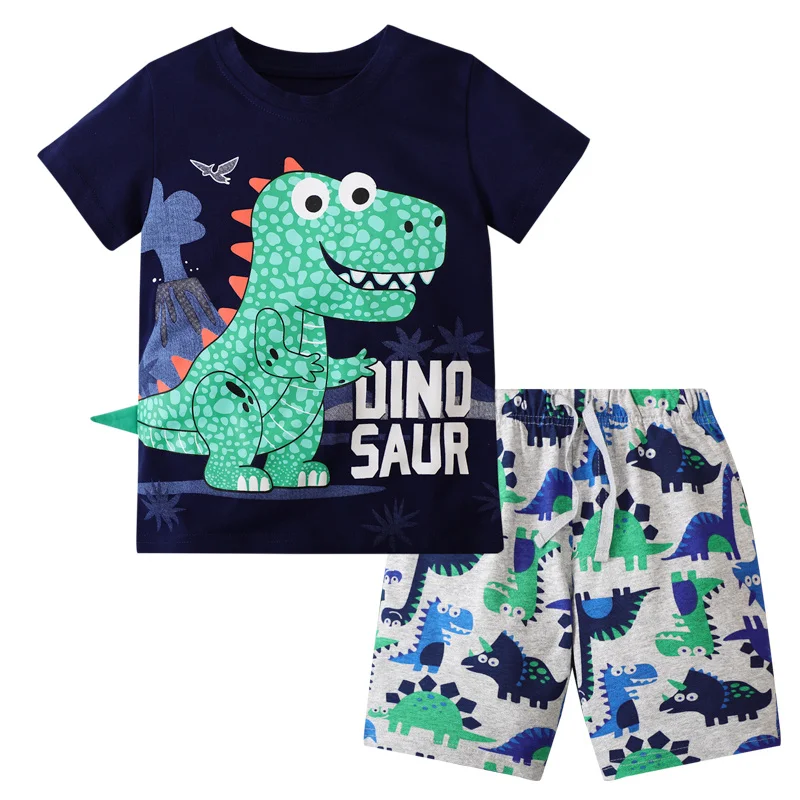 Summer Fashion Dinosaurs Children's Clothing Sets 2-7T Boys Girls Cotton Outfits with Animals Print Boys' Girls' Fashion Suits