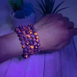 uv bracelet Natural Yooperlite Bracelet Flame With UV Light Reactive Meditation Adjustable Stretch Beads Bracelet Women Men Gift