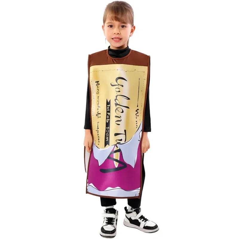 Movie Chocolate Factory Cosplay Costume Children Black Jumpsuit Coat Kids Chocolate Voucher Role Play Uniform Halloween Party