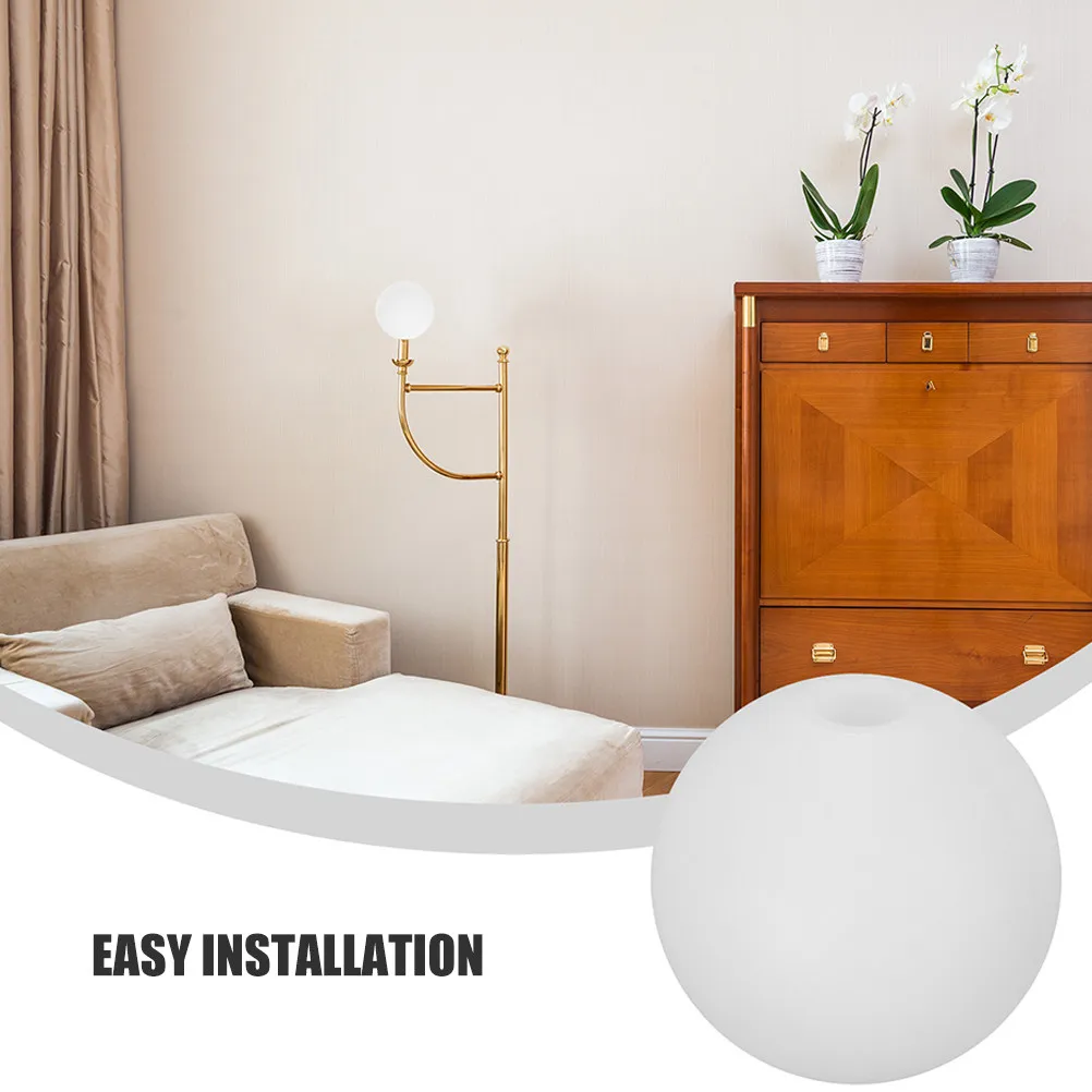 2Pcs Acrylic Milky White Round Globe Lamp Shade Single Hole Replacement Light Globes for Ceiling Pendant Table Lamps Modern Lamp