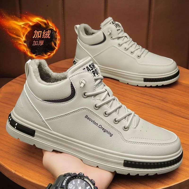 2026 Men's Shoes in Winter Breathable Anti Slip Waterproof Wear-resistant Work Shoes Thick Soled Simple Comfortable Board Shoes