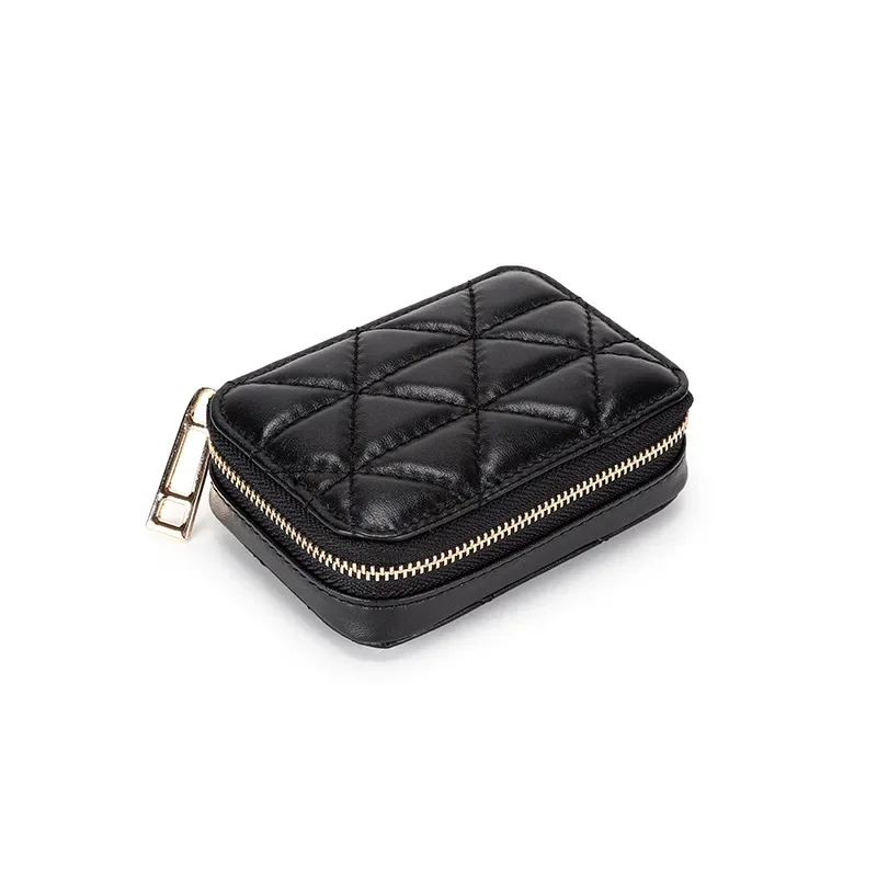 2023 Fashon Lipstick Box Square Travel Genuine Leather Makeup Organizer Case with Mirror Lip Sticks Leather Holder Cosmetic Bag