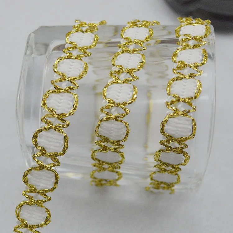 5m Gold Silver Lace Trim Ribbon Curve Lace Fabric Centipede Braided Ribbon Wedding Party Clothes DIY Sewing Garments Accessories