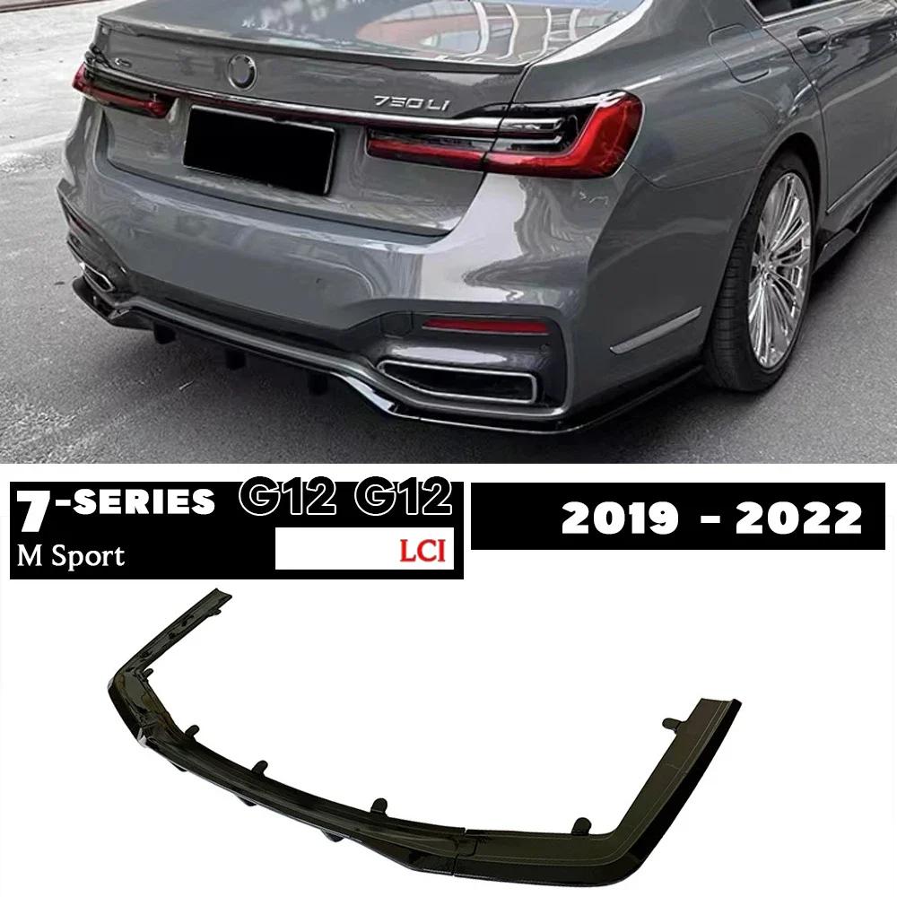 Black Rear Bumper Diffuser for BMW 7 Series G11 G12 LWB Facelift 2019 - 2022 730i 730Li 740i 740Li 745e 745Le 750i 750Li M760Li