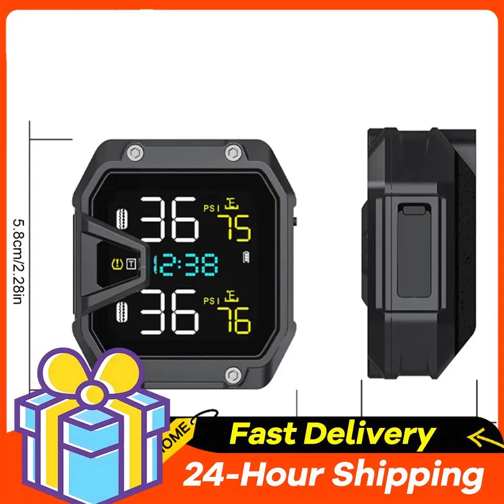 Sistema de alarma de monitoreo de presión de neumáticos de motocicleta con 2 sensores alarma de temperatura de presión de neumáticos de motocicleta accesorios de motocicleta