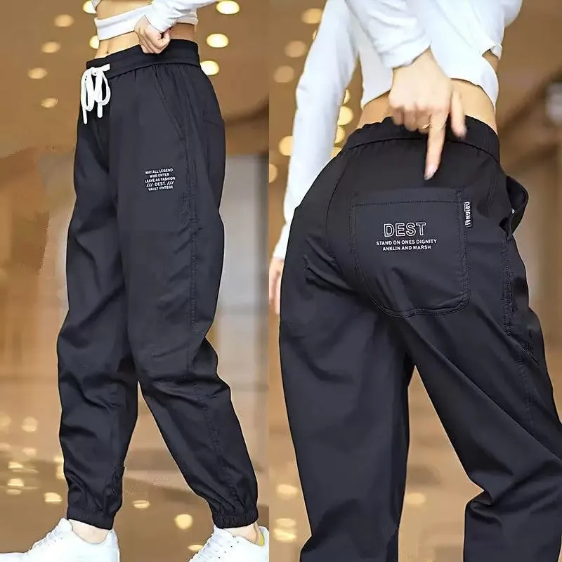 

Men's Summer Ice Silk Cool Feeling Casual Loose Cuffed Pants Thin Breathable Wear Resistant Dirt Proof Workwear Polyester Fiber
