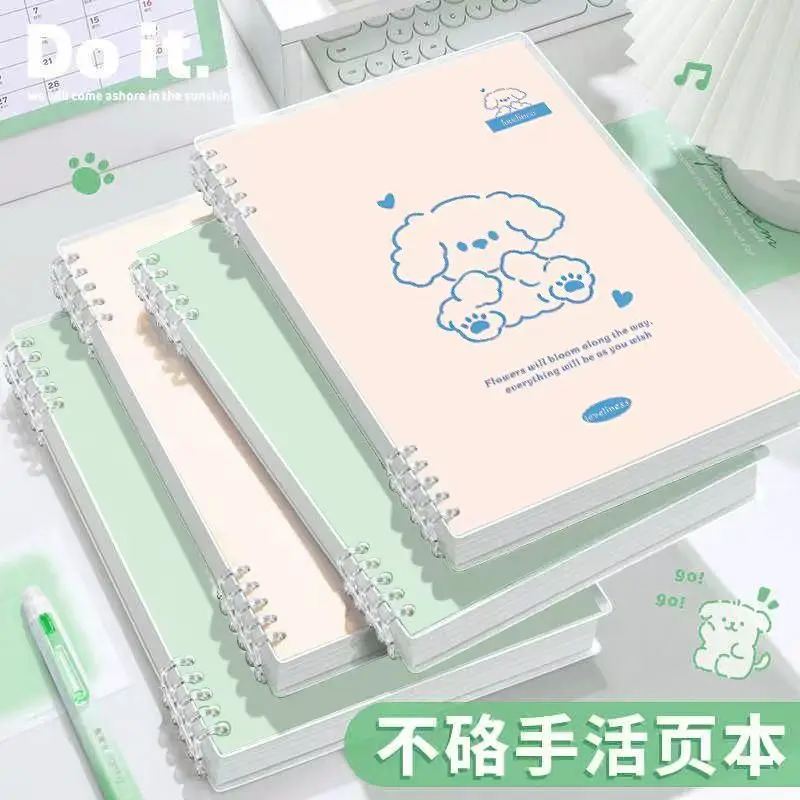 

Custom B5 Cute Puppy Loose-Leaf Notebook, Non-Hand-Pressing, High Aesthetic A5 Notebook, Student PP Journal with Horizont
