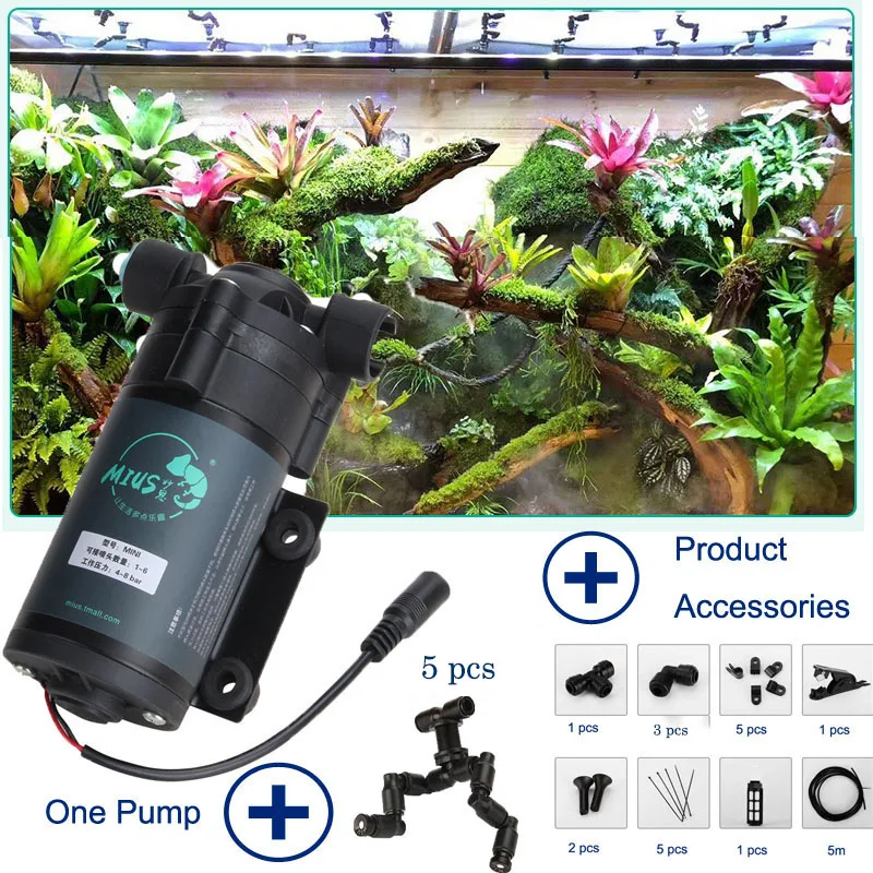 

Super Quiet Water Pump with Sprinkle Nozzles for Rainforest Tank Reptile Pet Terrarium Water humidifier Mist Cooling System