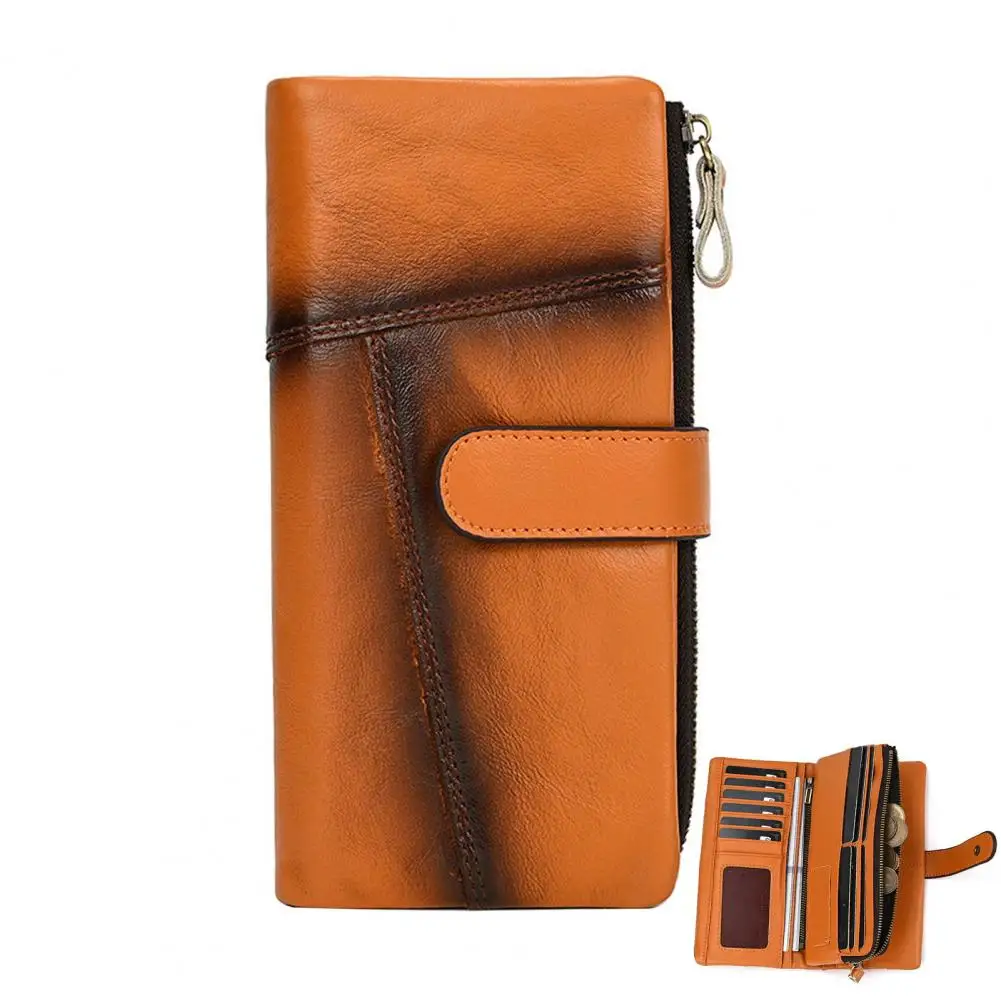 Men Wallet Faux Leather 18 Card Slots 4 Cash Compartments Zipper Pockets Photo Slots RFID Protection Clutch Father Retro Wallet